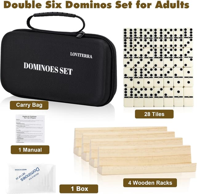 Thumbnail 6 de LOVITERRA Double 6 Dominoes Set 28 tiles 🎲