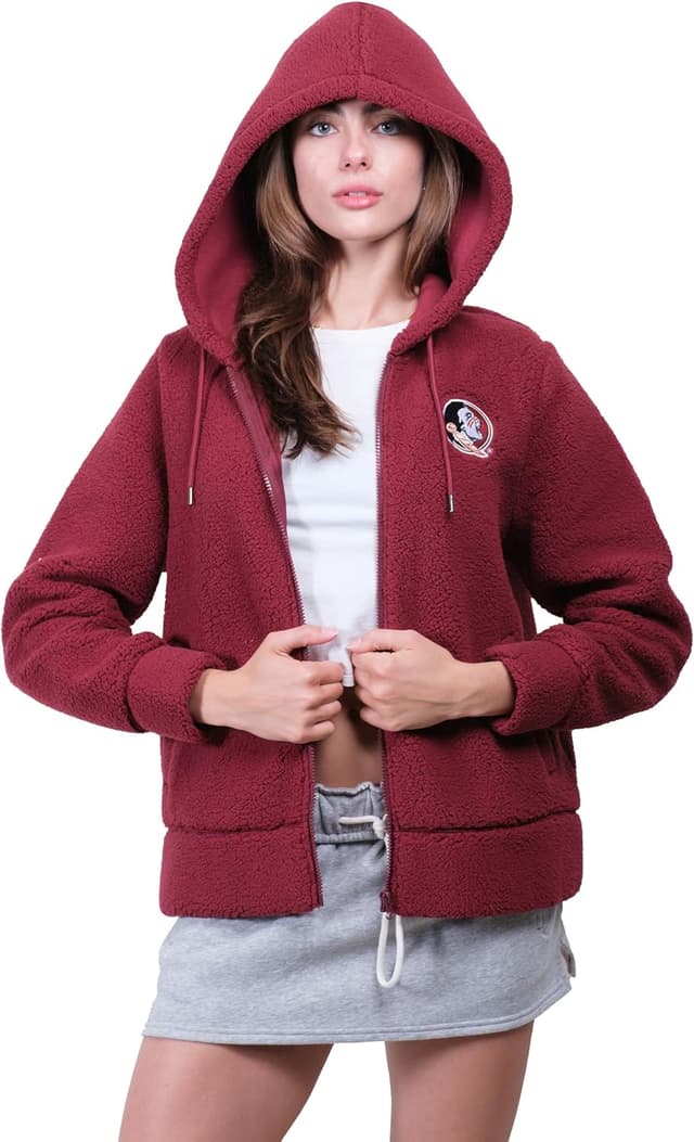 Detalle de Ultra Game Women’s NCAA Official Super Soft Sherpa Full Zip Hoodie Sweatshirt