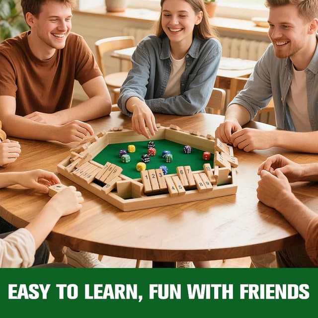 Thumbnail 6 de Havnidy Shut the Box : jeu de dés classique en bois pour 6 joueurs