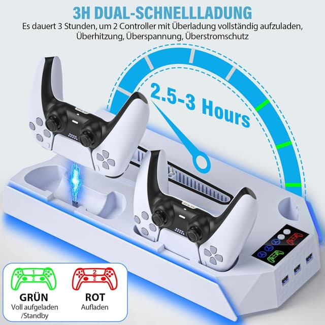 Detalle 2 de ZRZLMVP PS5 Standfuß mit RGB, 3 USB Hub