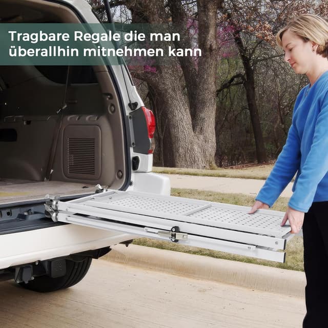 Thumbnail 6 de DEANIC Klappregal mit 3 Ebenen und Rollen (61 x 85 x 28 cm, weiß) – Metallregal zum Aufbewahren