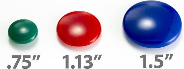 Detalle 2 de Officemate lot de 30 aimants ronds recouverts de plastique (5 couleurs assorties) pour frigo, tableau blanc et affichage