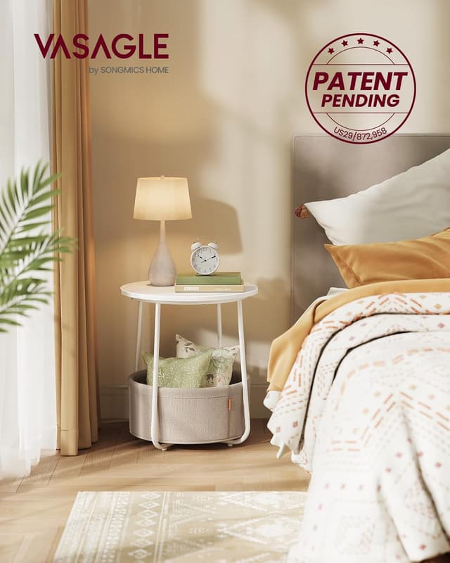 Detalle 2 de VASAGLE LET223W10 Beistelltisch rund 45 cm