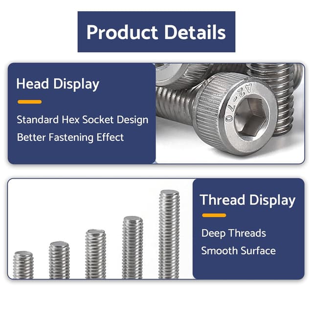 Detalle 2 de BACSHBY 20x Zylinderschrauben DIN 912 M5 x 12 mm Edelstahl A2 mit Innensechskant