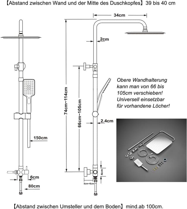 Thumbnail 5 de JOHO Edelstahl Duschset Regendusche XXL