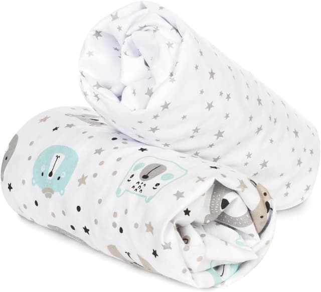 Detalle 2 de Flyideas Set 2 lenzuola con angoli elasticizzati per carrozzina e navicella neonato 75x35 cm in cotone morbido