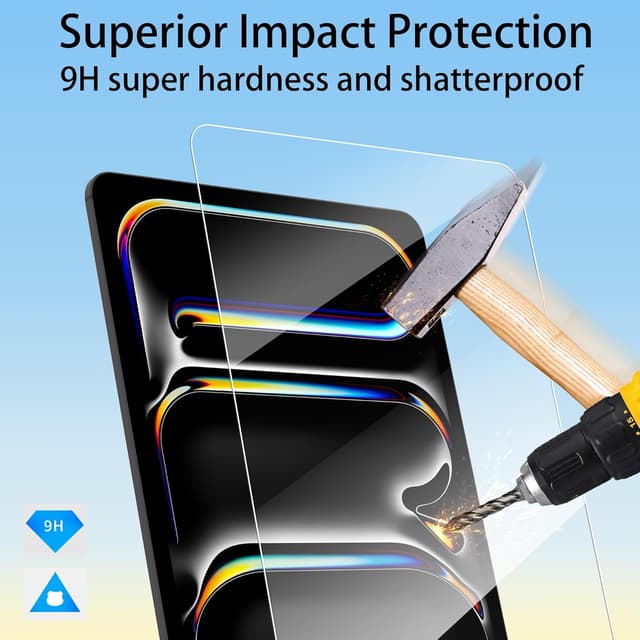 Detalle de 4youquality 2-Pack 9H Tempered Glass Screen Protector for 11-inch iPad Pro (M5/M4, 2025/2024)