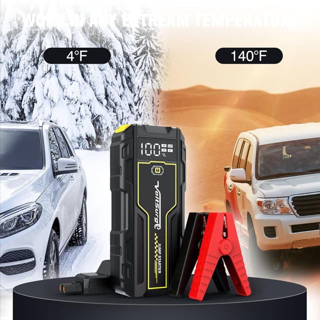 Detalle de VoltSurge VoltSurge 6000A Jump Box (bis 8L Diesel, 12V) – tragbarer Starthilfe-Booster mit USB und LED-Lampe