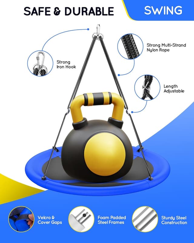 Detalle de Everyfun 43" Saucer Tree Swing 700 lbs capacity 🛝