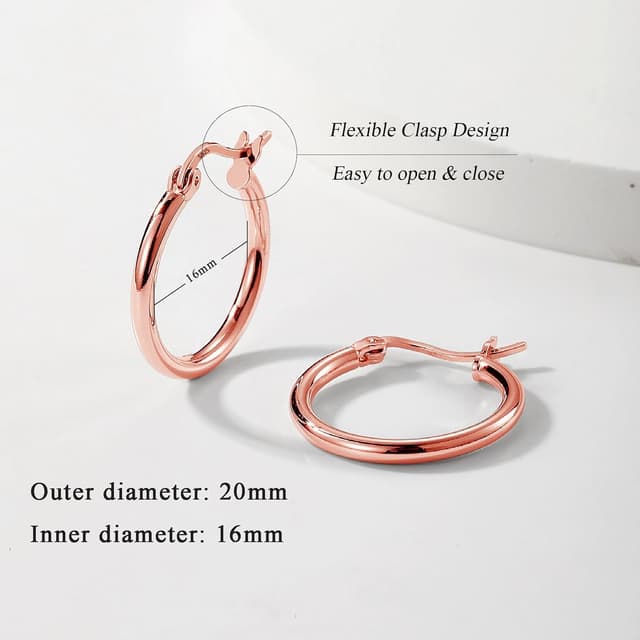 Detalle de Cangall Creolen Silber 925 Klein – Damen-Huggie-Ohrringe mit Stern-Design
