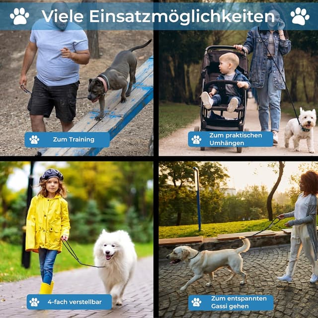 Detalle de Testnote: „Sehr gut“ reflektierende Hundeleine (2 m), verstellbar & wetterfest bis 250 kg