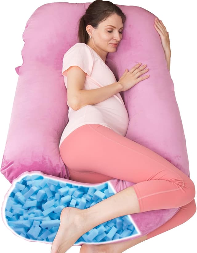 Detalle de TaiBest Schwangerschaftskissen aus geschreddertem Memory-Schaum (U-Form) – Bauchunterstützung für die Schwangerschaft