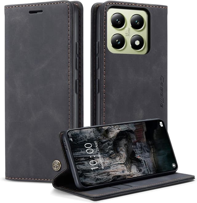 Imagen de Monweicz Xiaomi 14T Hülle Premium Leder Flip Schwarz en OfertitasTOP