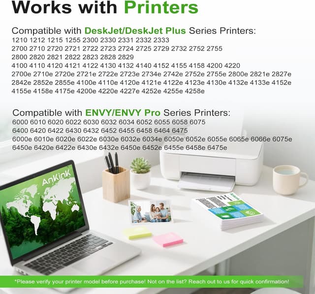 Detalle de Ankink 67XL Black Ink Cartridge Replacement (2-Pack) for HP 67XL printers