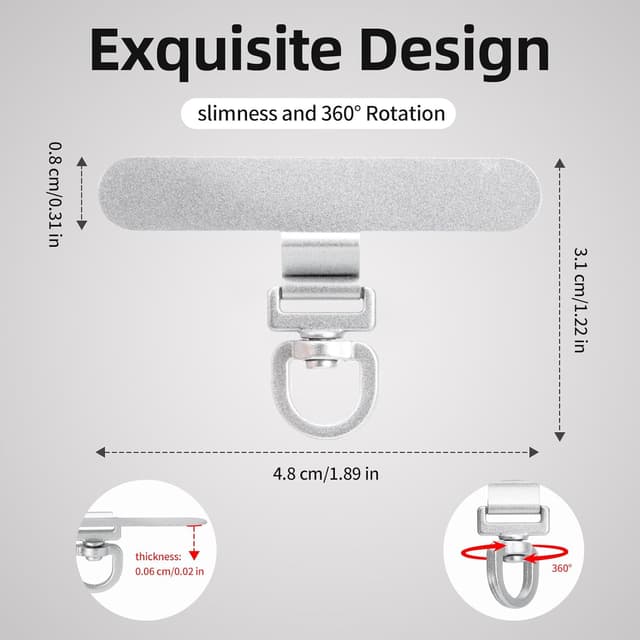Detalle 2 de Yojaro 360° Rotating Stainless Steel Phone Tether Tab (3-Pack) for iPhone & Most Phones