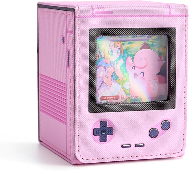 Detalle de Venssu MTG Deck Box with Commander Display (Pink) – PU Leather Magnetic Storage Case for 120 Single-Sleeved Cards