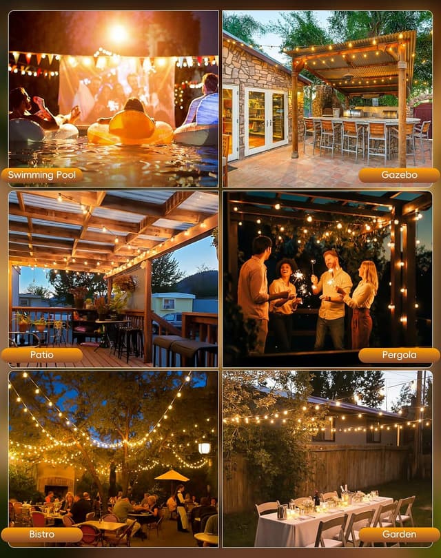 Detalle de Outdoor string lights 9M mains powered 30ft