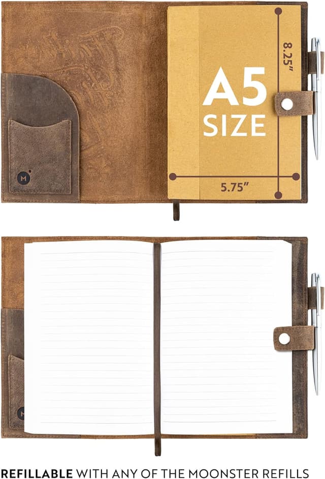 Thumbnail 5 de moonster® Cuaderno A5 Recargable Cuero genuino