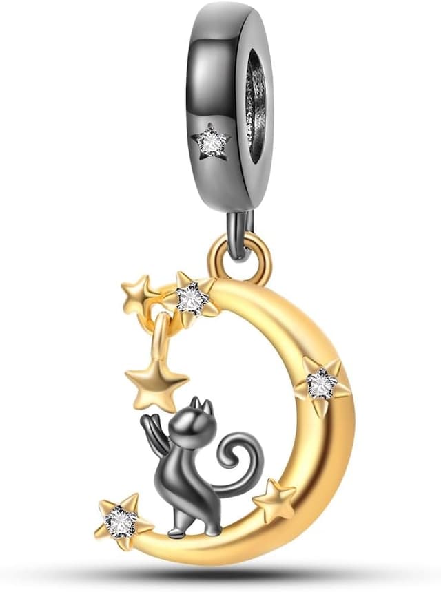 Detalle de KUNSIR Charm Anhänger Damen aus 925 Sterling Silber mit Zirkonia – für Pandora-Style Armbänder & Halsketten (C10)