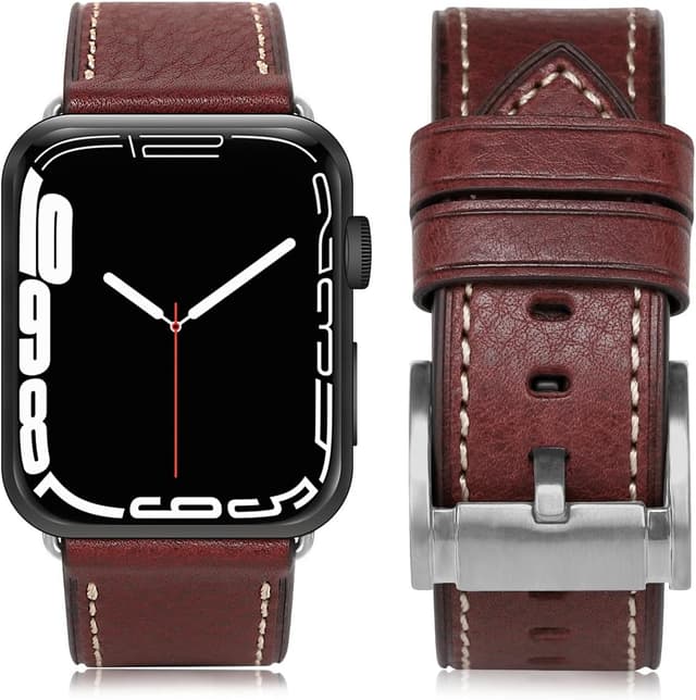 Thumbnail 6 de HUAFIY Genuine Leather Apple Watch Band (42mm–49mm) with Stainless Buckle for Series 1–11 and Ultra models