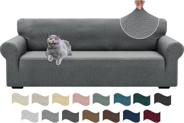 Detalle de Ystyle Copridivano 4 posti con braccioli grigio chiaro, super elasticizzato antiscivolo e antigraffio