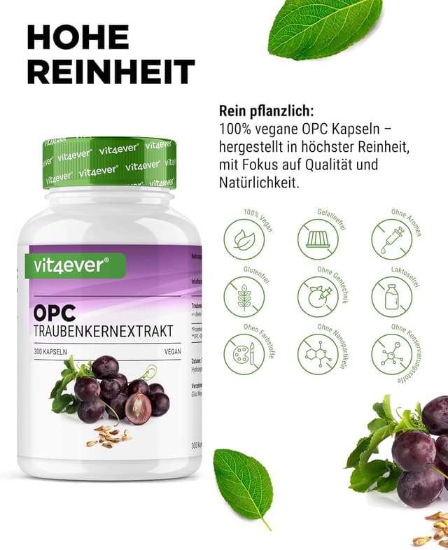 Detalle de OPC Traubenkernextrakt – Hochdosiert 1000 mg pro Kapsel