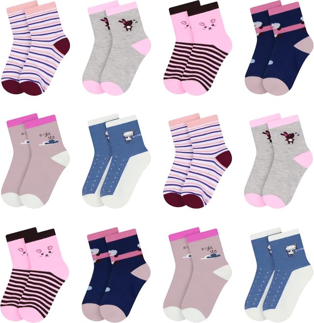 Detalle de L&K-II 12 paia di calzini bambino in cotone (2808VA) per ragazze 4-12 anni