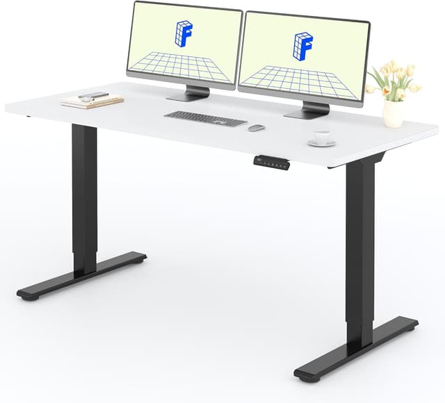 Detalle de FLEXISPOT Bureau assis-debout électrique à 2 moteurs, 140×80 cm, charge 100 kg (panneau mémoires)