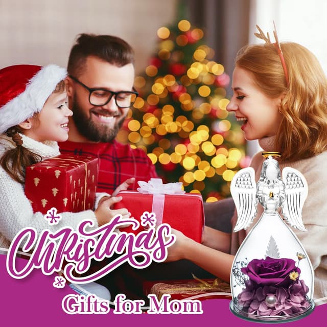 Detalle 2 de Preserved Rose Angel Figurine 4.9in 🌹