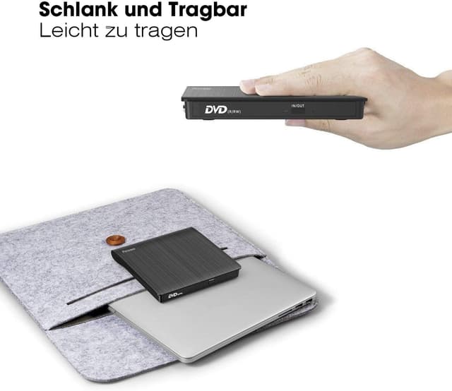 Detalle 2 de Pecosso Externe CD/DVD Laufwerk USB 3.0 đź’˝