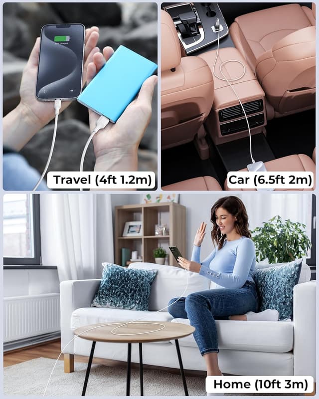 Detalle de VOLTME Cavo USB-C 60W PD 3A in TPE da 1,20 m (bianco) con ricarica rapida e trasferimento dati fino a 480 Mb/s