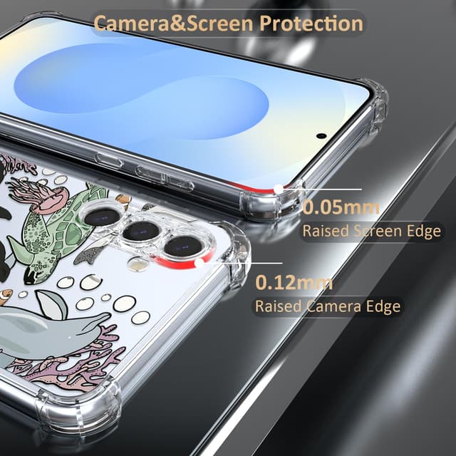 Detalle de CAROKI Clear Case for Samsung S25 5G with Ocean Fish Pattern