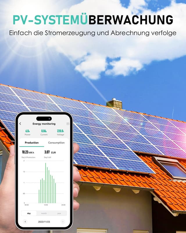 Detalle 2 de GreenSun WLAN-Stromzähler Steckdose Smart Life: Energie messen, schalten & per Alexa/Google steuern