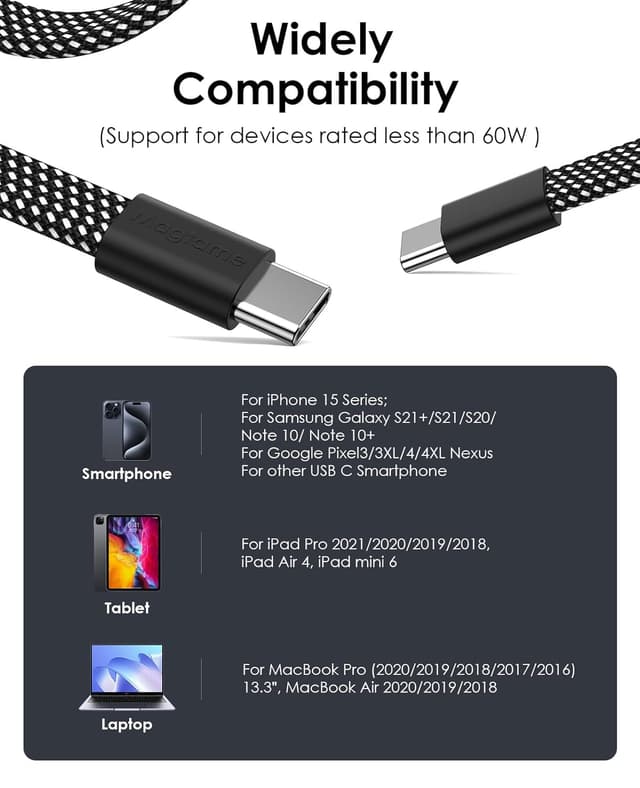 Thumbnail 6 de Magtame Magnetic USB C Cable 5ft 60W fast charging