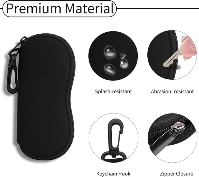 Detalle de Hion Brillenetui für Sonnenbrille aus weichem Neopren mit Gürtelclip, Reißverschluss und Karabinerhaken