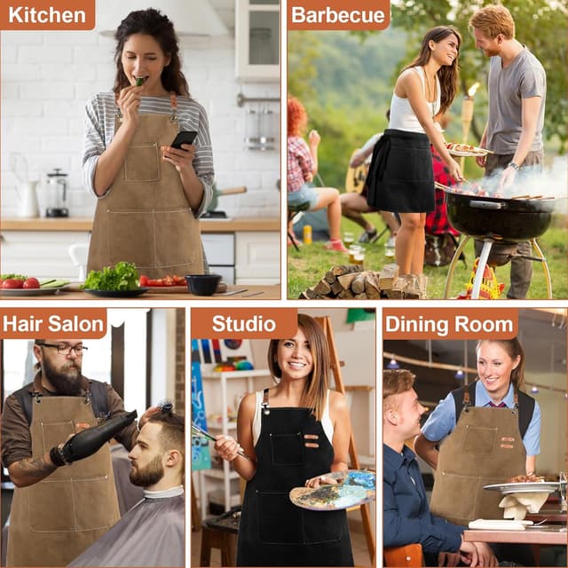 Thumbnail 6 de lompyeu Delantal de Cocina Impermeable 3 Bolsillos