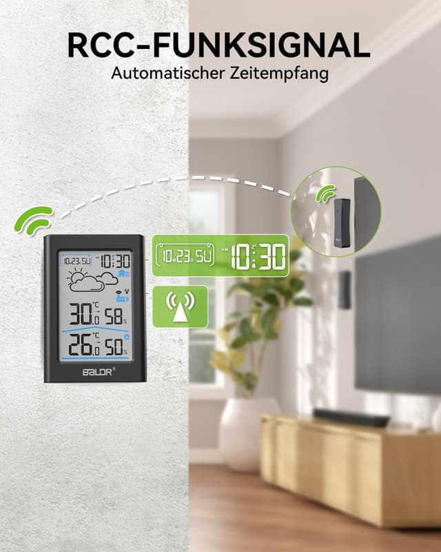 Detalle 2 de BALDR Wetterstation Funk mit Außensensor 3.7 Zoll 📟