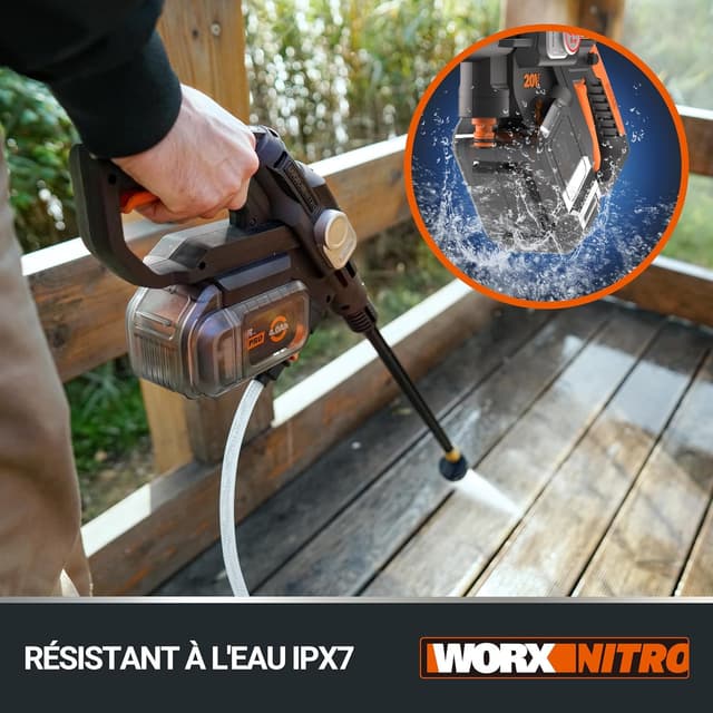 Thumbnail 6 de WORX Hydroshot WG633E – nettoyeur haute pression sans fil 20V Brushless, mobile et prêt à l’emploi