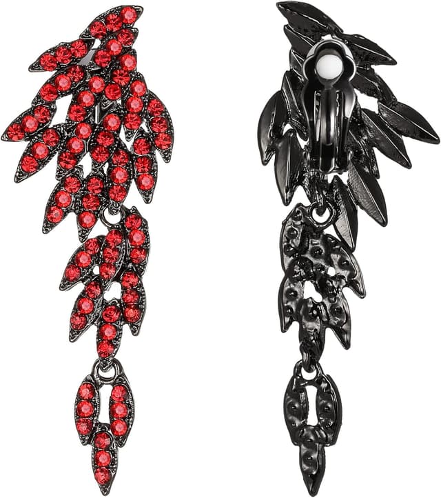 Detalle de Boucles d’oreilles à clip Clearine « ailes d’ange » en cristal autrichien, longues gouttes (ton d’argent)