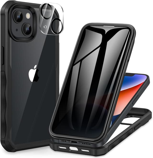 Detalle de CENHUFO iPhone 14/13 case with built-in privacy screen protector and camera lens protection (Black)