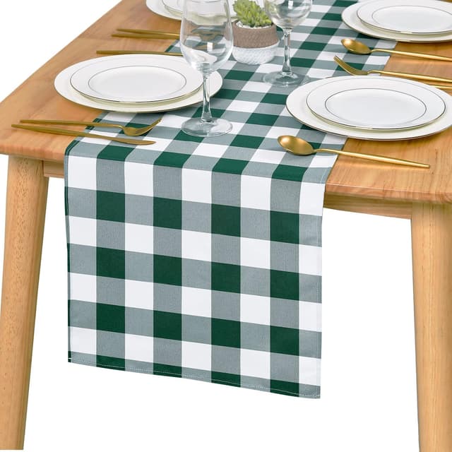 Thumbnail 6 de Hiasan 60 x 120 Inch Black & White Gingham Checkered Rectangle Tablecloth (Stain Resistant, Spillproof, Washable)