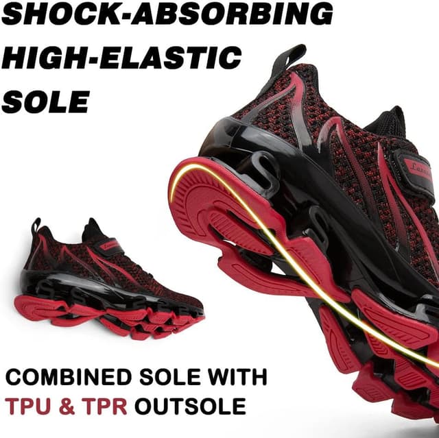 Detalle de LAZAZAFI Kinder Sneaker für Jungen und Mädchen – leichte, atmungsaktive Outdoor-Sportschuhe mit Klettverschluss