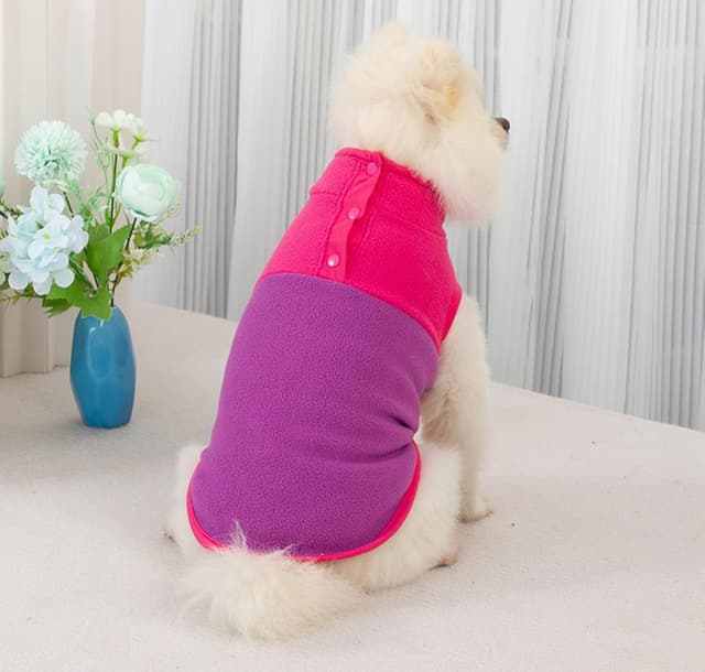 Detalle de MeiAOBest Hundemantel aus Fleece (Winter), warme Weste/Pullover-Kleidung für kleine Hunde, Größe L – rot