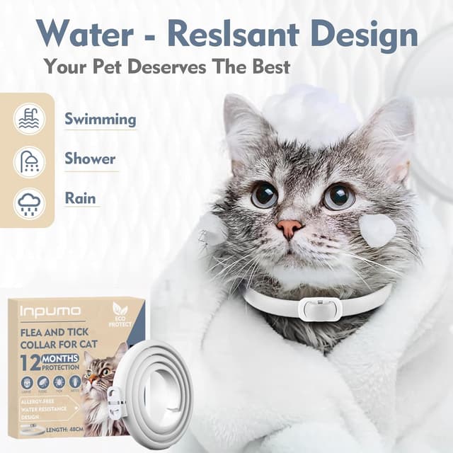 Detalle de Collier anti-puces pour chats réglable et imperméable — protection jusqu’à 12 mois, huiles essentielles