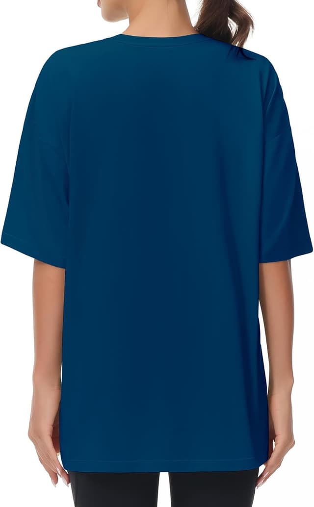 Detalle de THE GYM PEOPLE T-Shirt oversize donna in maglia sportiva traspirante a maniche corte