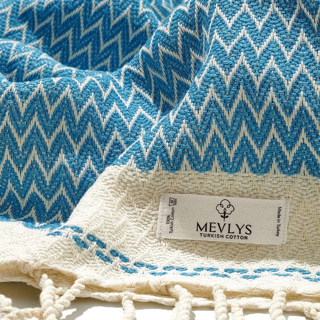 Detalle de MEVLYS Saunatuch & Hamamtuch im 2er-Set (100x180 cm) aus vorgewaschener türkischer Baumwolle – Kirschblütenrosa/Türkis