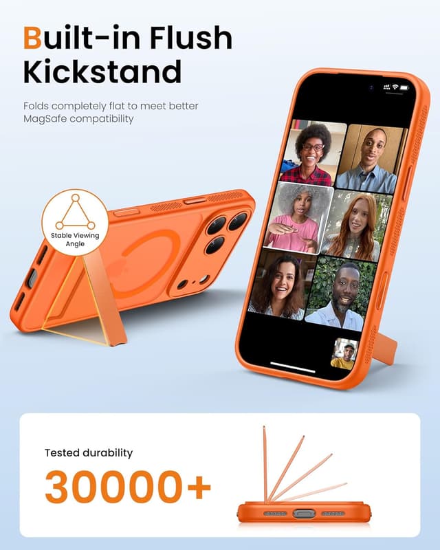 Detalle de BXYJY Magnetic Case with Stand for iPhone 17 Pro Max (Orange) + Privacy Screen Protectors + Camera Control