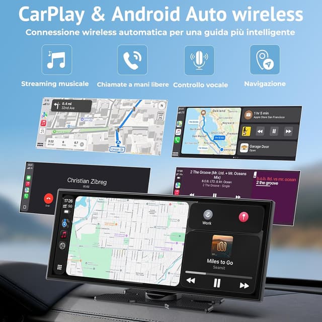 Detalle de Schermo CarPlay wireless da 10,25” con Netflix e YouTube + telecamera retromarcia AHD