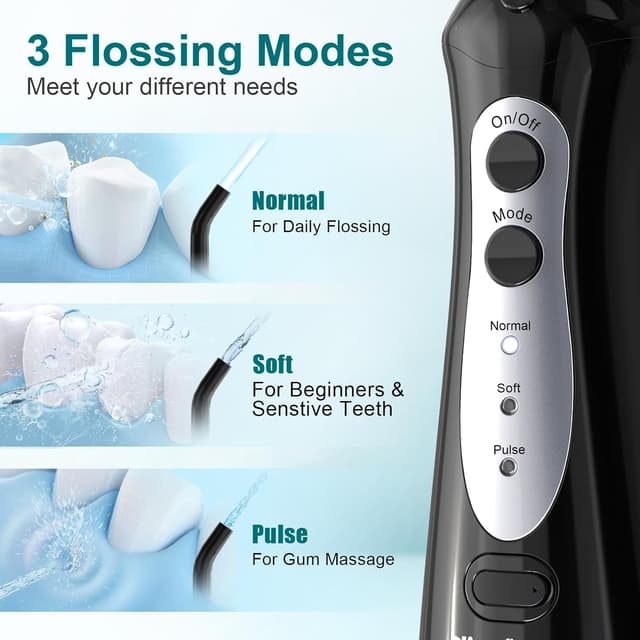Detalle 2 de Nicefeel Cordless Water Flosser (300ml Portable Oral Irrigator) – 3 Modes, Fast Charge, IPX7