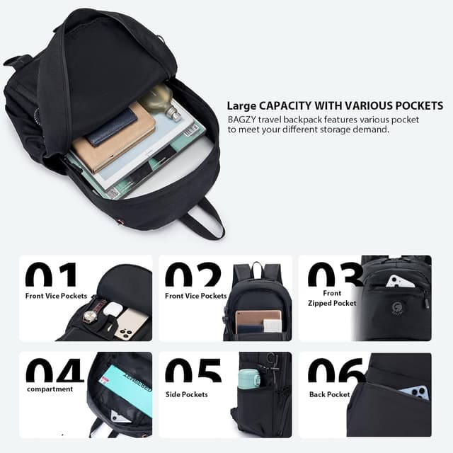 Detalle de BAGZY Ryanair cabin bag 40x30x20 foldable travel backpack (25L) – lightweight under-seat flight bag